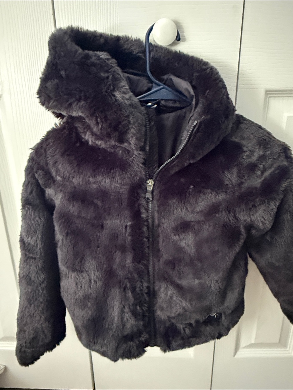 Kids Under Armour Faux Fur Hooded Puffer Jacket - black